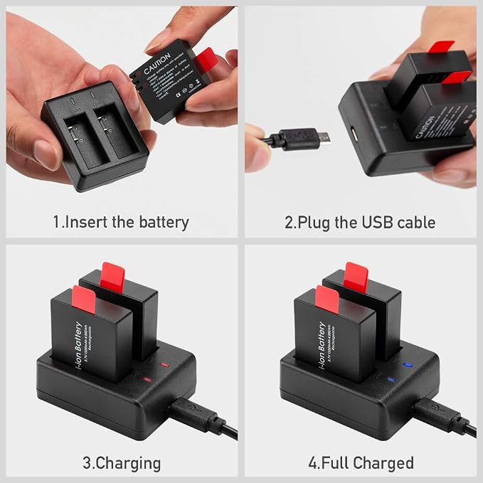 Action Camera Battery Pack, 1350mAh Rechargeable Battery - Image 8