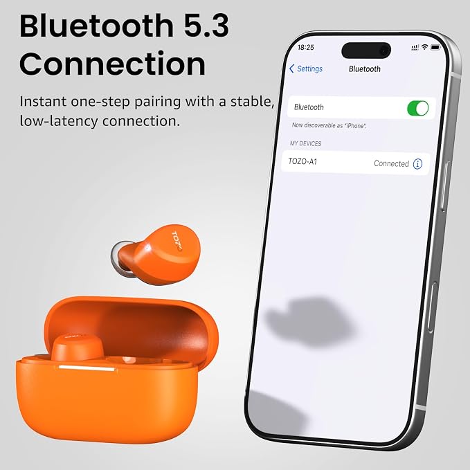 TOZO A1 Wireless Earbuds Bluetooth 5.3 Light Weight in Ear Headphones | IPX5 Waterproof, 2 Mics for AI Calls, Immersive Premium Sound Bass Ear buds with Charging Case, 32 Presets EQ via TOZO App - Image 9