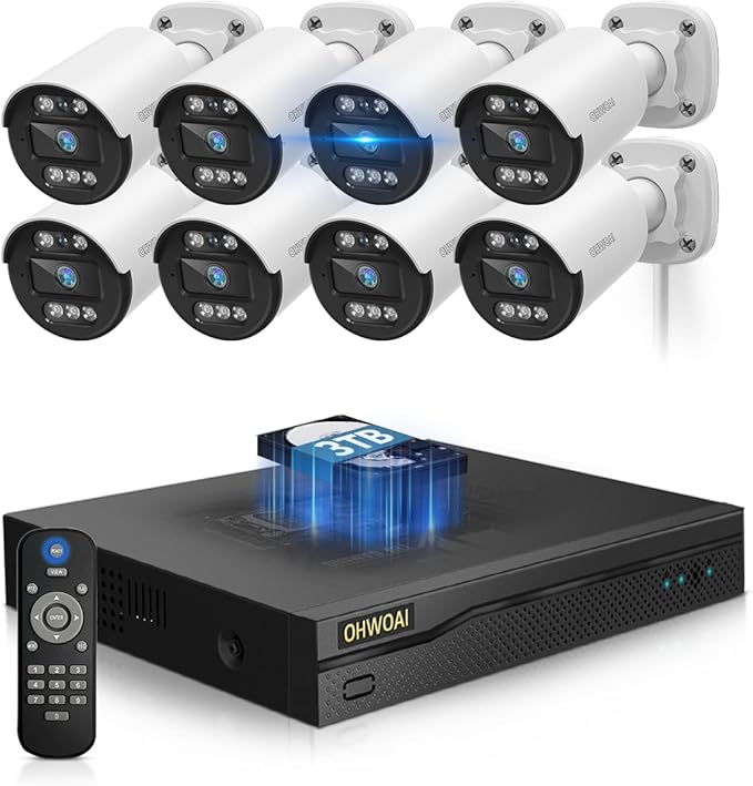 《80ft IR Night Vision & 5MP Super HD》Wired Security Camera System Outdoor by OHWOAI