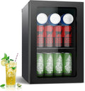 Stopasd Beverage Refrigerator Cooler, 0.9 Cu.Ft/24 Can Drink Fridge with Adjustable Shelves & Clear Door for Soda Wine Beer, Countertop Mini Fridge, Compact Design for Home/Office/Bar (40-61 ℉), Black by Stopsad