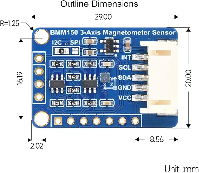 BMM150 3-axis Magnetometer Sensor, Digital Compass Sensor, Magnetic Field - Image 7