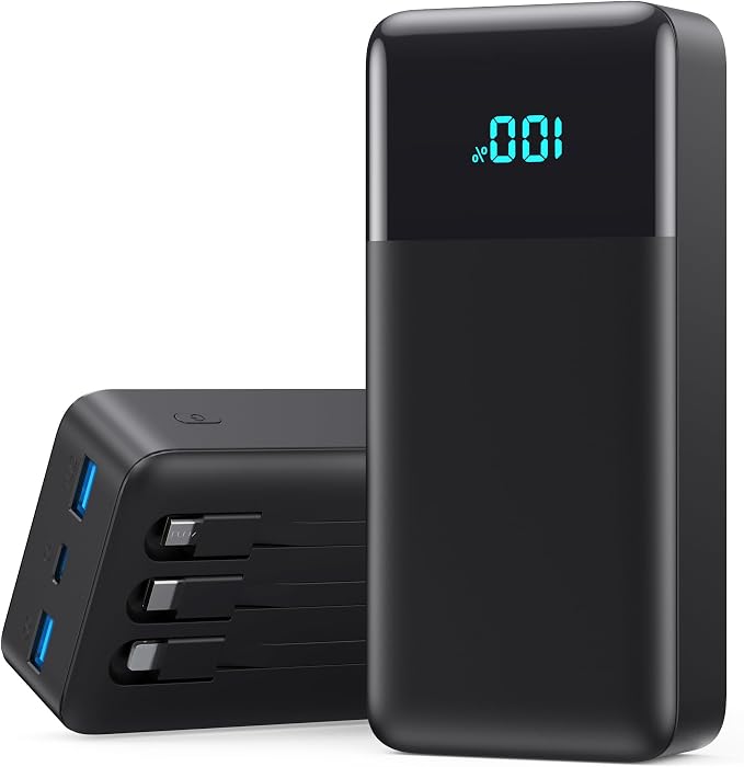 Portable Charger 50800mAh Power Bank with 3 Built-in Cable,25W PD USB C Power Bank Fast Phone Charging,QC4.0 Travel Outdoor Essential Portable Phone Battery Pack for iPhone 17/16/15/14,Galaxy Android by LanLuk