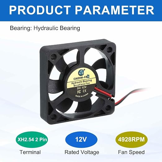 MECCANIXITY 5010 Fan 50mm x 10mm 2 Inch 12V Small Plastic Cooling Fan 2 Pin - Image 3
