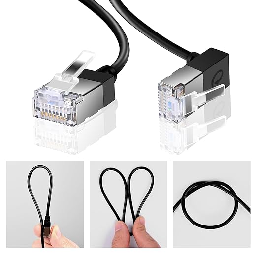 90° Downward Angled Cat 6A Ethernet Ultra Slim Cable 6.6 Feet 2Pack, Flexible - Image 3