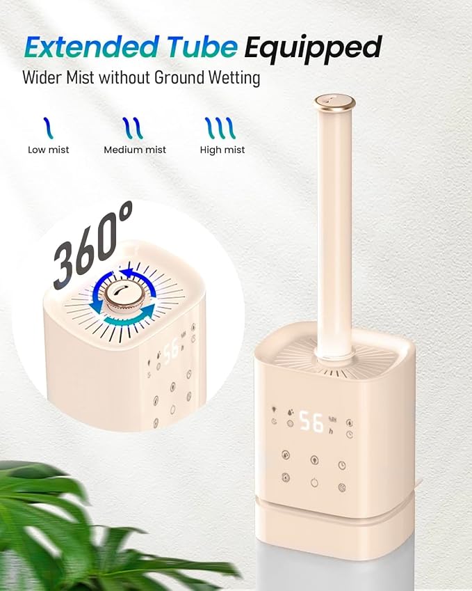 Smart Humidifier Large Room, 2.1Gal/8L Humidifiers for Bedroom with Extended Tube&Night Light, Whole House Cool Mist Humidifiers, WIFI App&Voice Control, Home/Kids/Baby, Pale Pink - Image 6