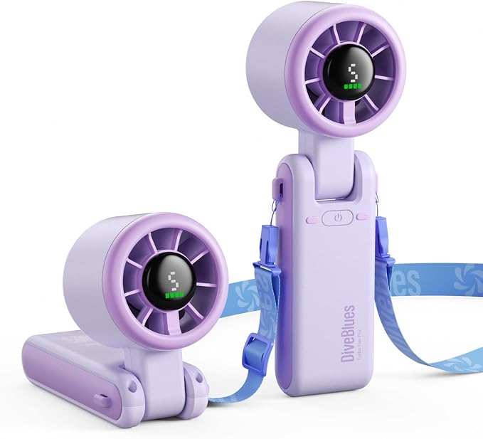 Diveblues Portable Handheld Turbo Fan, 5 Gear Wind, Battery Operated, Up to 12 Working Hours, 3 IN 1 Hand Fan with Air Turbo Tech Cooling Fan for Outdoor Activities, Travel, Working by Diveblues