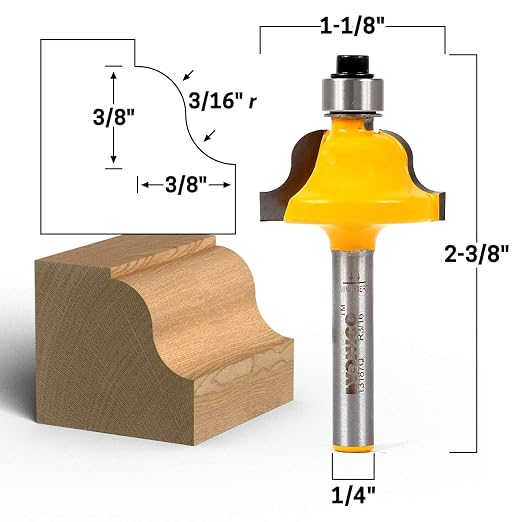 YONICO Roman Ogee Router Bits Edge Forming 3/8-Inch 1/4-Inch Shank 13187q - Image 6