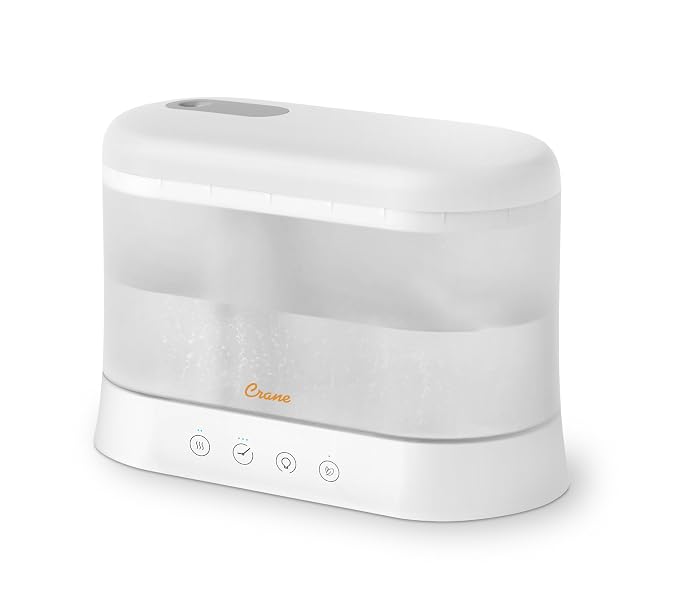 Crane 1.9 Liter Top Fill Cool Mist Humidifier & Essential Oil Diffuser, Whisper-Quiet, 15-Hour Run Time, Night Light, Small Room Air Humidifier, Humidifiers For Bedroom Kids - Image 6