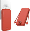 Nusyddy Portable Charger, 10000mAh PD20W Fast Charging Power Bank with Built-in Cables & Wall Plug, Travel Essentials External Battery Pack, USB C Battery Phone Charger for iPhone, iPad, Samsung Red by NUSYDDY