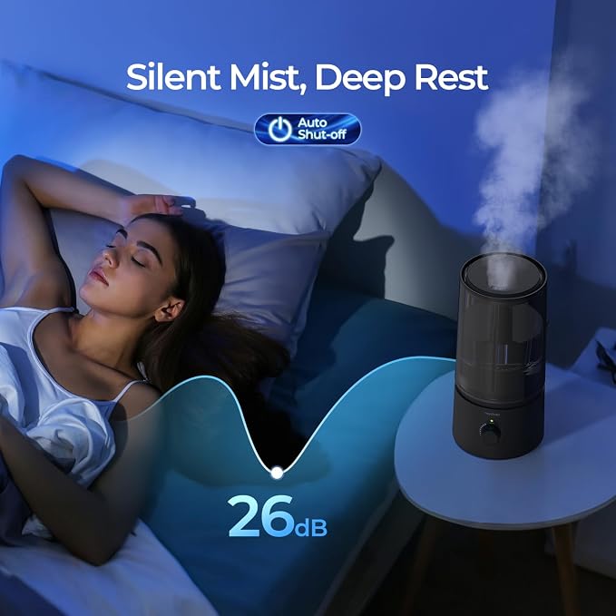 raydrop Humidifiers for Bedroom, Cool Mist Humidifiers for Babies, 1.70L Quiet Ultrasonic Humidifier, Space-Saving, Filterless, Auto Shut Off - (0.45 Gallon, US 110V) - Image 6