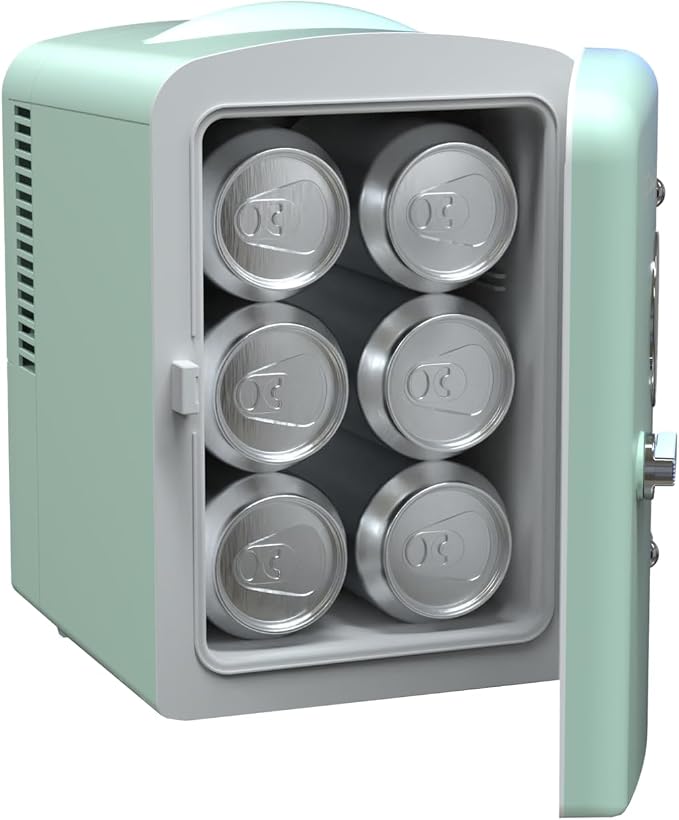 Frigidaire EFMIS171 Retro Mini Portable Personal Fridge - Ideal for Home, Office or Dorm - Includes Carrying Handle, AC/DC Wall/Car Charger (Green) - Image 6