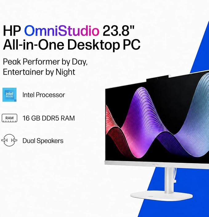 HP 24“ OmniStudio All-in-One Desktop Computer, 16GB DDR5 RAM, 640GB Storage | Full HD Ultra-thin Screen, Intel Quad-Cores, 512GB Exernal and 128GB UFS Storage, WiFi6, Keyboard & Mouse, Windows 11 - Image 2