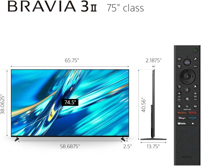 Sony 75 Inch BRAVIA 3 II LED 4K HDR Smart Google TV with Gemini K-75XR30M2 | Anti-Glare, XR Processor with AI Technology, Dolby Vision/Atmos, 120Hz Refresh Rate, 4K movie credits included, 4xHDMI 2.1 - Image 5