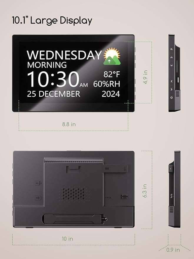 Raynic Digital Clock, 10.1 Inch Large Display Calendar Clock - Image 8
