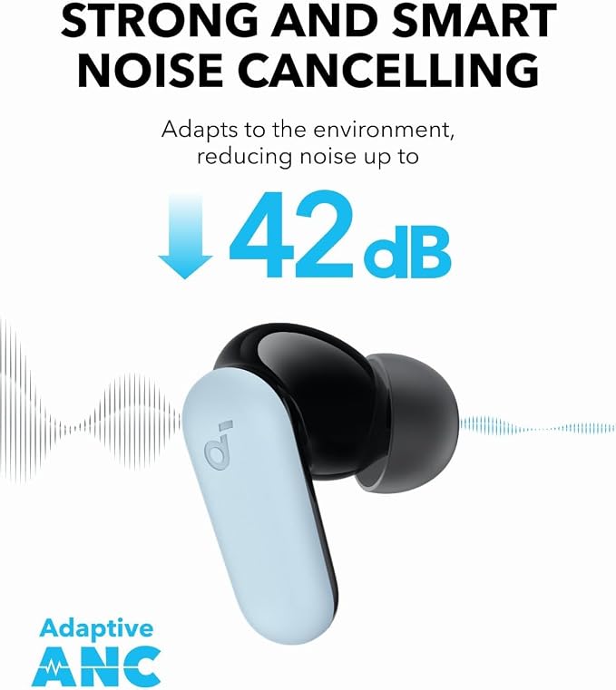 Soundcore P30i by Anker Noise Cancelling Earbuds, Hands-Free Viewing | Strong and Smart Noise Cancelling, Powerful Bass, 45H Playtime, 2-in-1 Case and Phone Stand, IP54, Bluetooth 5.4 - Image 3