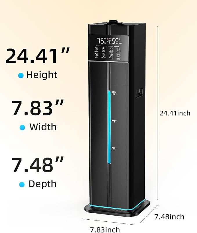 Cool Mist Humidifiers for Large Room, Ultrasonic 2.4Gal 9L Quiet Top-Fill, Easy Clean with Essential Oil Tray, 360°Nozzle, 4 Speed, Remote, 60H Runtime, for Baby, Adults, Plants, Home, House, Bedroom - Image 7