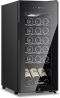 Mini Wine Fridge-Black, 18 Bottles Low Noise Compressor Wine Cooler, Freestanding Wine Cellar with Glass Door and Digital Temperature Control, 14 Inch Wine Refrigerator for Bar, Home & Office by MZAVP
