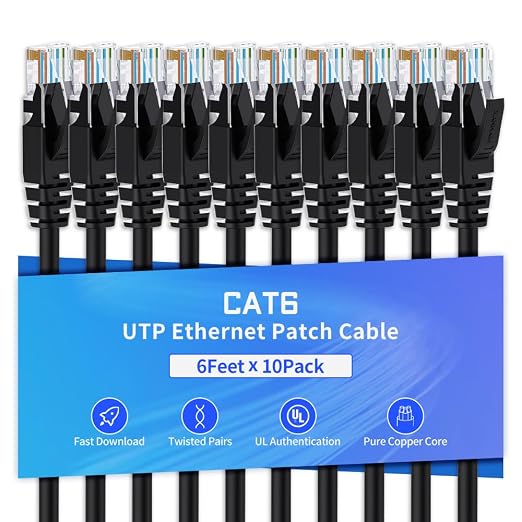 Cat6 Ethernet Cable 6 Feet 10 Pack Network RJ45 Cat6 Internet Patch Cable by XANHAM