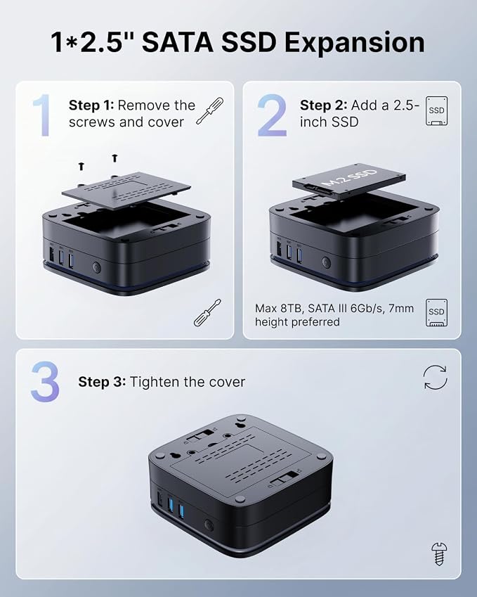 KAMRUI AK1PLUS Mini PC Computer, Intel Celeron N5095 (Up to 2.9GHz), 16GB RAM 256GB SSD, Dual 4K Mini Desktop Computer, Support 2.5'' SSD Expansion, WiFi, Bluetooth, Ethernet, Business Home Office PC - Image 6