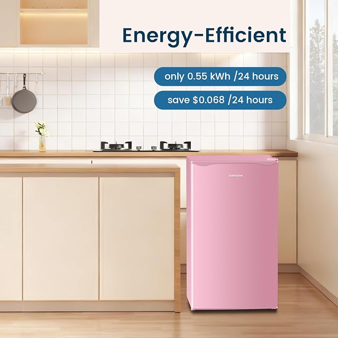 Mini Fridge with Freezer 3.2 Cu.Ft for Bedroom and Office Pink | Single Door, Small Refrigerator, Energy-efficient, Low Noise, Mini fridge for Dorm - Image 5