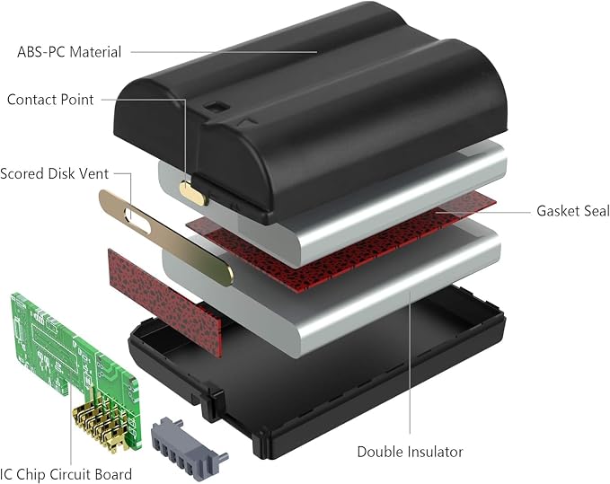 EN-EL15 Battery Pack, LP 2-Pack EN-EL15 EN EL15a Rechargable Li-ion Replacement - Image 8