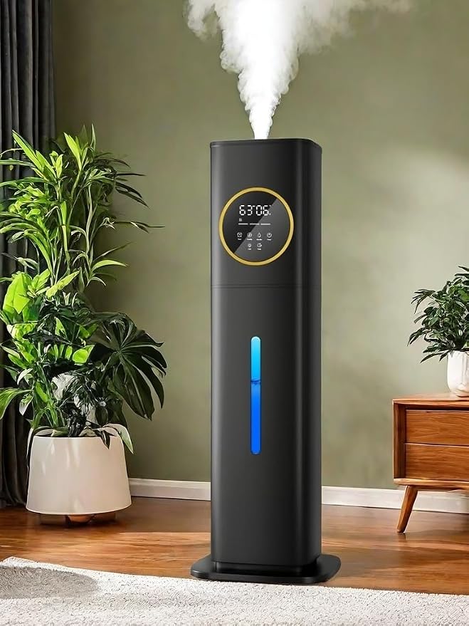 Humidifier Large Room Bedroom with Night Light, 2.1Gal(8L) Humidifiers for Home with Essential Oil Diffuser, Top Fill Whole House Cool Mist Humidifiers for Plants Baby Kids Adults(Black) by Bigcapacitybigpeaceofmind