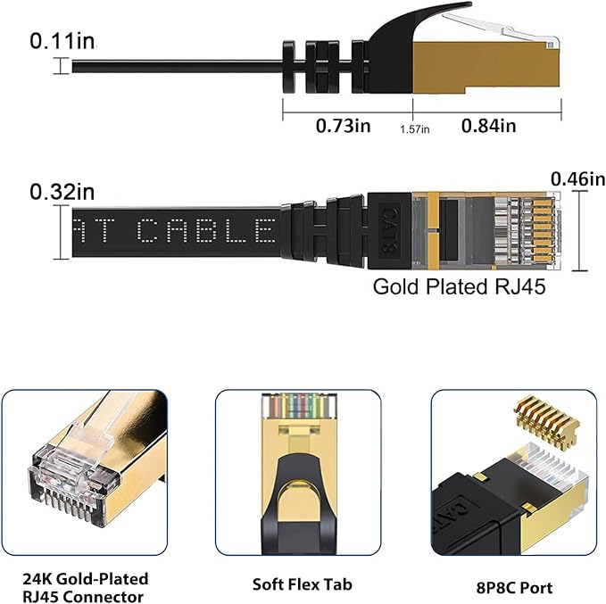 BUSOHE Cat8 Ethernet Cable 15FT 5 Pack Multi Color, 40Gbps 2000MHz Cat-8 Flat - Image 5