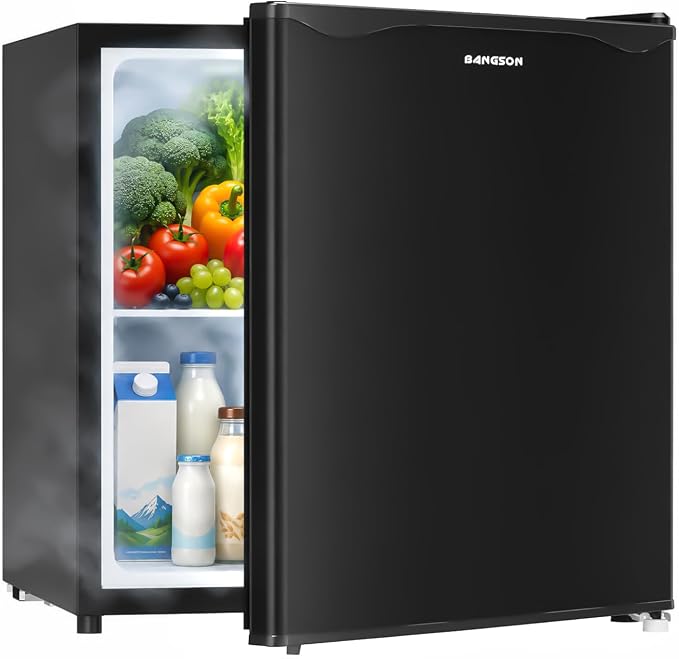 1.7 Cu.Ft Mini Fridge with Freezer for Dorm Office,Black | Compact Refrigerator Office, Energy Saving Small Fridge Reversible Single Door, Low Noise for Bedroom Small Apartment by LiveFreshLiveUnrushed