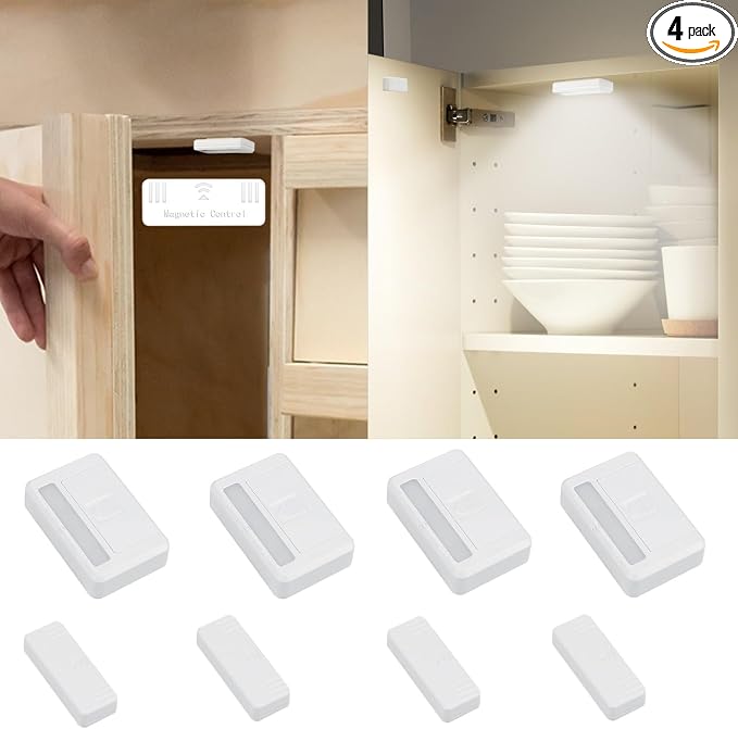 4 Pack Cordless Cabinet Lights, Door Open Activated Sensor Automatic Turn On by Amagle