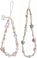 2 Pcs Phone Charm Strap Hand for iPhone Wrist Strap Camera Lanyard Pearl Beaded by Casecond