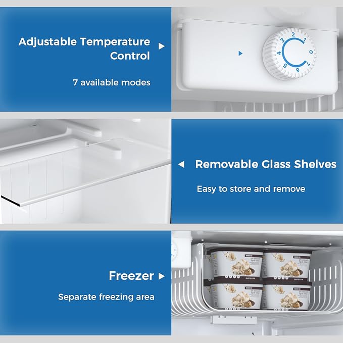 Antarctic Star Mini Compact Refrigerator with Freezer, 2.6 Cu.Ft. Single Door Adjustable Removable Shelves for Apartment/Dorm/Office,WHITE - Image 5