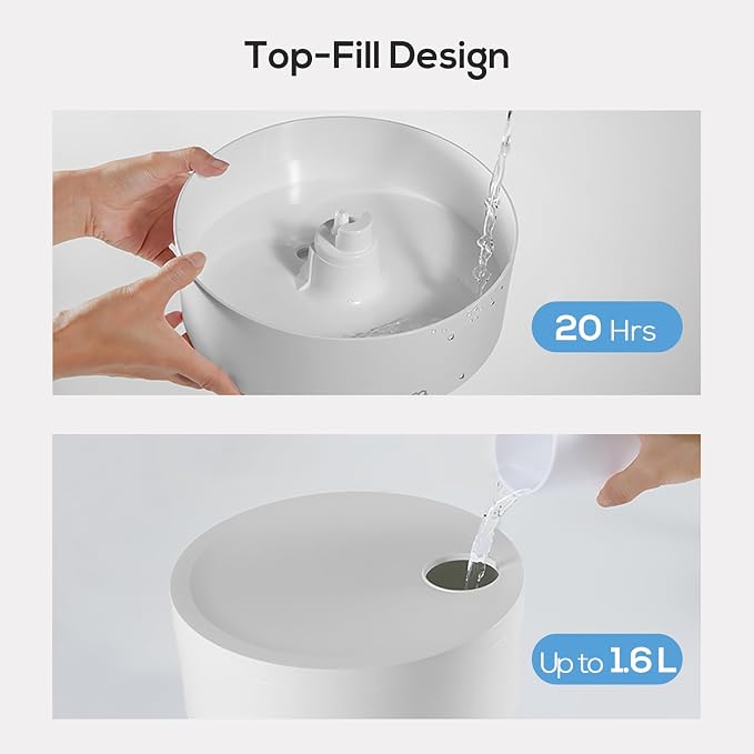 Large Humidifiers Easy to Clean,1.6L, Essential Oil Diffuser, Colorful Light,Ultrasonic Top Fill Cool Mist Humidifiers for Bedroom Baby Plants,Ultra Quiet,Last up to 20 Hrs,Levoair - Image 3