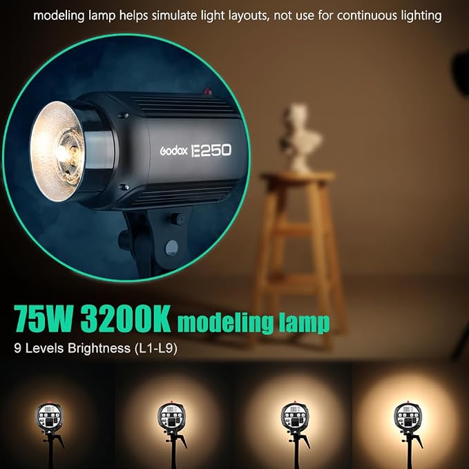 Godox 750W Studio Strobe Flash Light Kit, 3-Light Godox Strobe Lighting Kit - Image 4