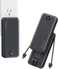 10000mAh Ultra-Portable-Charger-Power-Bank with Built in Cables&AC Wall Plug, PD20W USB-C Fast Charging Cell Phone Charger Battery Pack,LED Display Travel Battery Bank for All iPhone,Samsung,Android by AONIDI