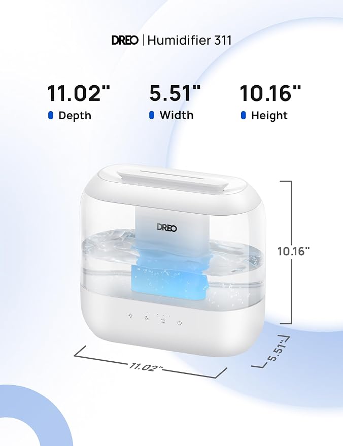 Dreo Humidifiers for Bedroom, 4L Top Fill for Large Room, 36H Runtime, 28 dB Quiet Supersized Cool Mist Air Humidifier for Baby Nursery, Plants, Indoor, Night Light, Easy to Clean & Fill, White - Image 9