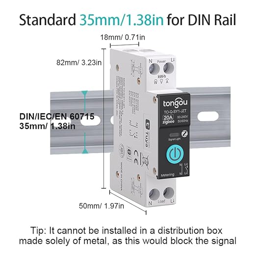 TONGOU ZigBee DIY Smart Switch 20A| DIN Rail Switch| 1P+N 90-240VAC| Real-time - Image 2