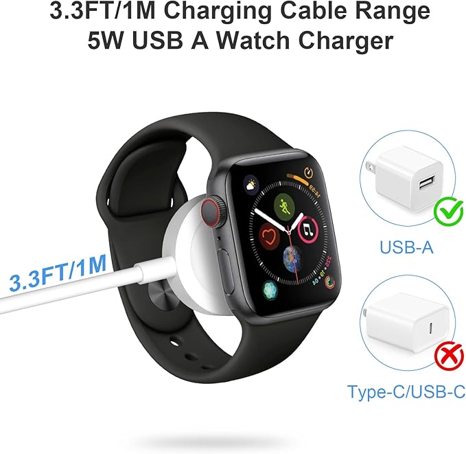 Fast Charger for Apple Watch Charger, Magnetic iWatch Charger to USB A Cable - Image 2
