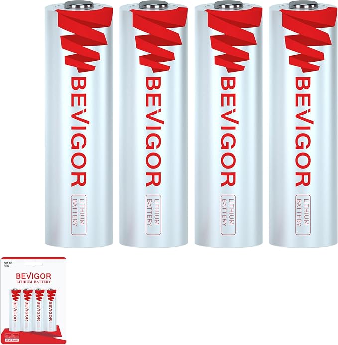 BEVIGOR Lithium AA Batteries 4 Pack, Long Lasting 1.5V AA Battery, 20-Year by BEVIGOR