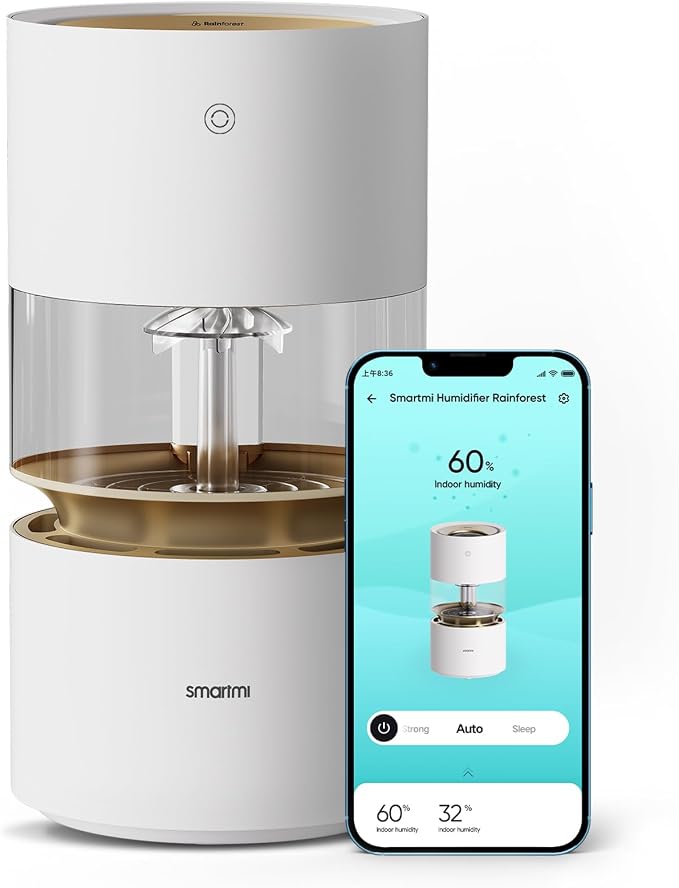 Smartmi Evaporative Humidifiers for Bedroom home, Rainforest Air Humidifier, 3L No Mist Cool Humidifier with Top Fill Design, Smart Humidity Control, Works with HomeKit Alexa Google Assistant - Image 4