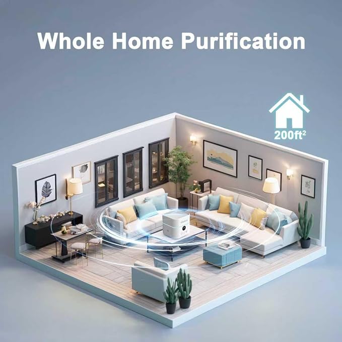 Humidifier and Air Purifier in One for Bedroom Up to 200Ft²,H13 True HEPA Filter Desk Air Purifiers with 500ML Water Tank,LED Light,Small Air Purifier and Humidifier Combo for Bedroom,Office - Image 7