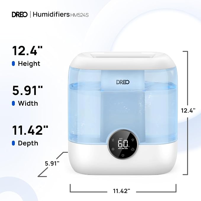 DREO Smart Humidifiers for Bedroom, 6L Top Fill Supersized Cool Mist Humidifier for Large Room, 60 Hour Runtime, Quiet Ultrasonic Humidifiers for Plants, Baby, Indoor, Home, Night Light, Blue - Image 8