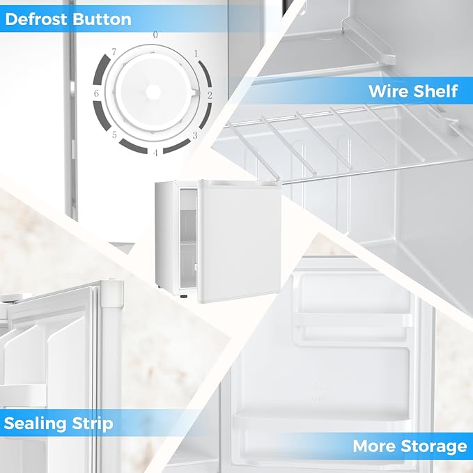 Antarctic Star 1.6 Cu. Ft Mini Fridge with Freezer,Small Compact Refrigerator with Single Reversible Door, Removable Shelves, 7 Adjustable Thermostat, for Dorm/Bedroom/Office,White - Image 5