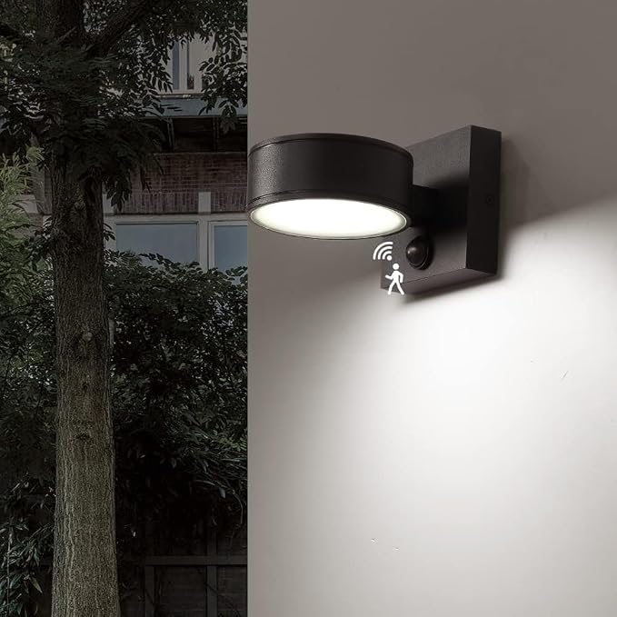 Motion Sensor Outdoor Lights, Aluminum Outdoor Wall Sconce, LED Porch Lights by QQCherry