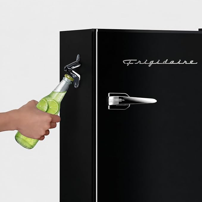 FRIGIDAIRE EFR376-BLACK 3.1 Cu Ft Black Retro Bar Fridge with Side Bottle Opener - Image 8