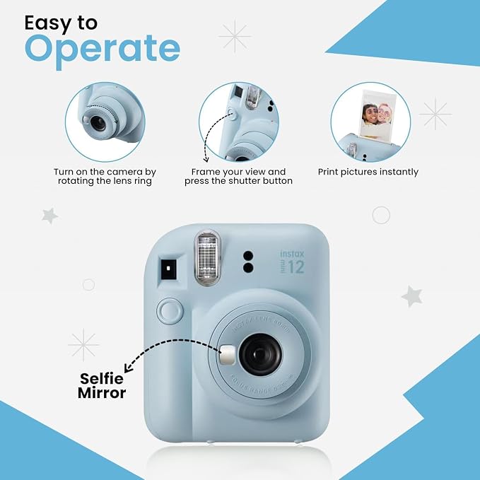 Fujifilm INSTAX MINI 12 Blue Bundle 2025, Pastel Blue) - Image 4