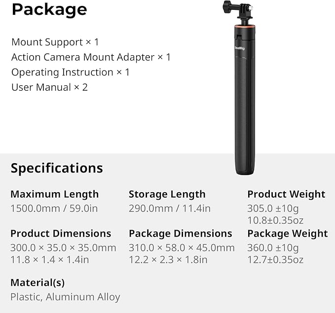 SmallRig 59" Extendable Selfie Stick Tripod - Image 7