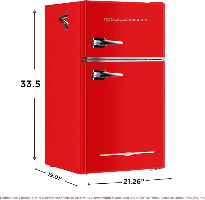 Frigidaire Retro Compact Fridge Freezer Combo, 3.1 cu. ft. Capacity, Small Top Freezer Refrigerator, Mini Fridge with Built-in Bottle Opener – 19”"D x 20.5" W x 33.5" H (Red) - Image 5