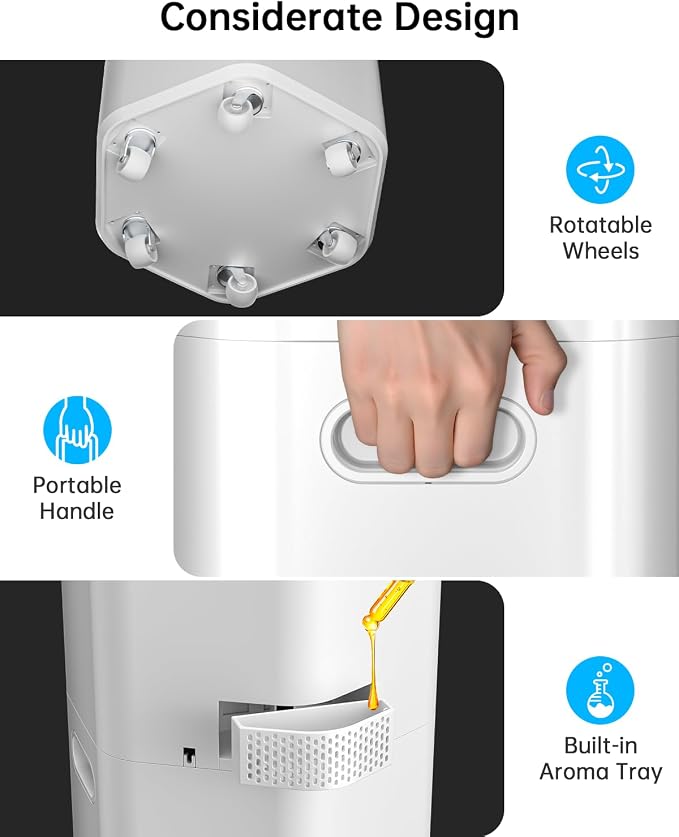 5Gal Smart Humidifier Large Room up to 2800ft², 1000mL/h, APP & Remote Control, 180° Auto Rotating Nozzle, 24H Timer, 60H Supersized Cool Mist Humidifiers for Whole House Home Office Plants - Image 6