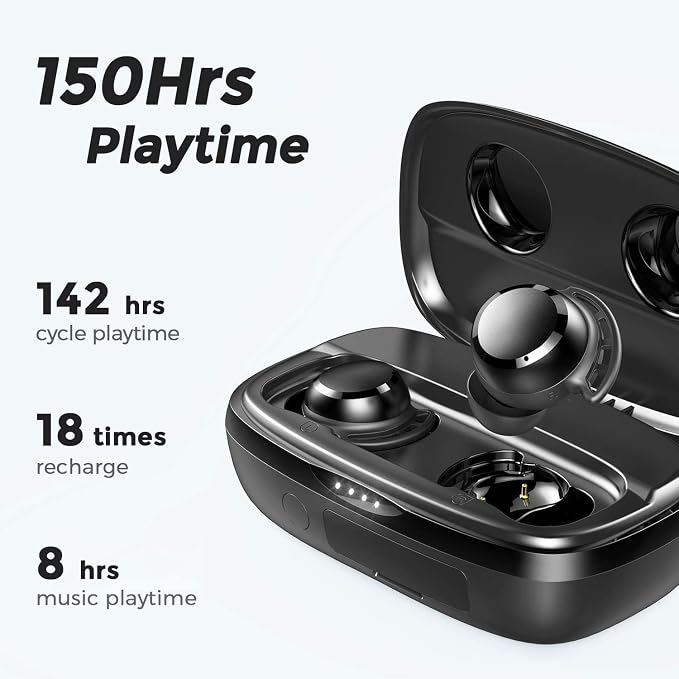 Tribit FlyBuds 3 Wireless Earbuds, 110H Playtime Bluetooth Headphones | IPX8 Waterproof, BT5.3, Deep Bass Sound Earphones, Custom EQ, Charging Case, Light Weight in-Ear Buds, Built-in Mic, Black - Image 2