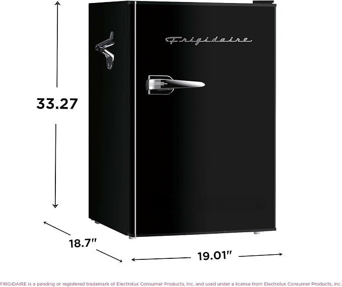 FRIGIDAIRE EFR376-BLACK 3.1 Cu Ft Black Retro Bar Fridge with Side Bottle Opener - Image 5